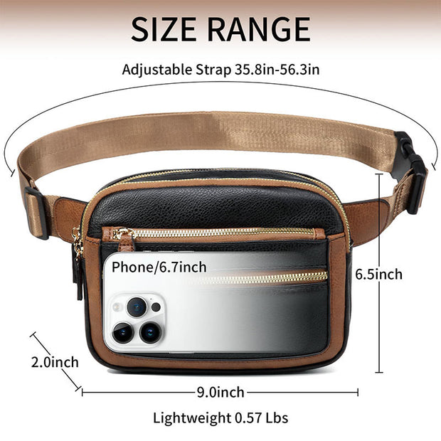 Multi-function PU Leather Belt Bag Waist Pack for Women Men