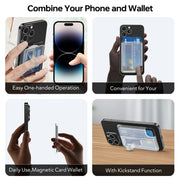 Magnetic Wallet Compatible with Magsafe Card Holder with Grip Finger Loop Kickstand