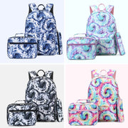 School Backpack Set 3 Pieces Tie-dye Girls Bookbags Lunch Bag Pencil Case