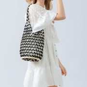 Minimalist Bead Shoulder Bag For Women Drawstring Lining Purse
