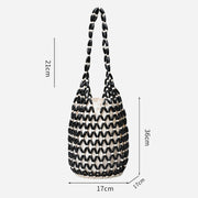 Minimalist Bead Shoulder Bag For Women Drawstring Lining Purse