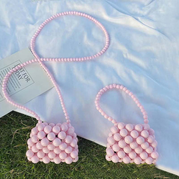 Mini Beaded Braided Bag For Girls Cute Crossbody Handbag