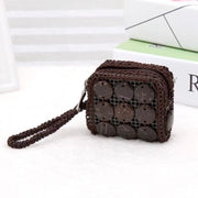 Coconut Shell Coin Purse for Women Boho Style Change Pouch Mini Wallet