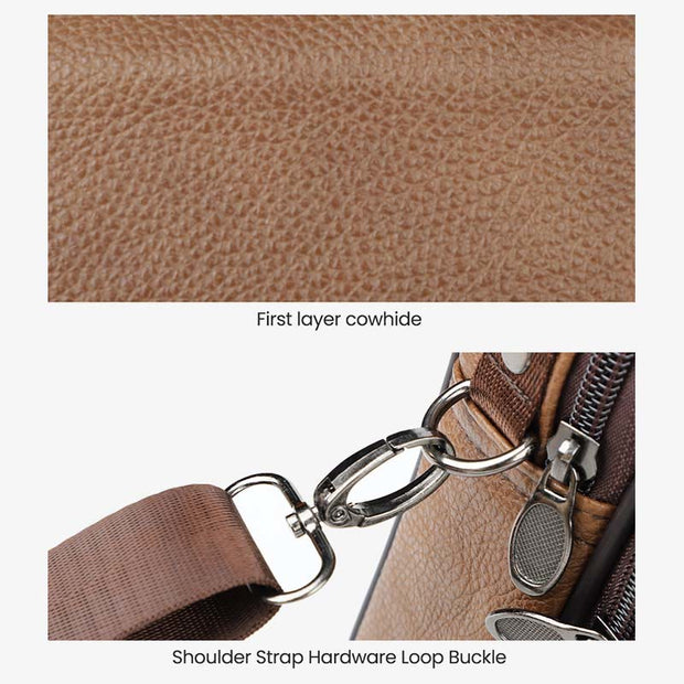 Small Genuine Leather Crossbody Shoulder Bag Messnger Pack for Men