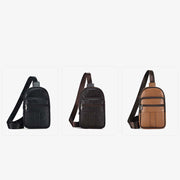 Genuine Leather Sling Bag Crossbody Chest Bag Men Outdoor Casual Travel Purses