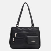 Multi Pockets Faux Leather Shoulder Handbag Large Capacity Tote Bag