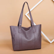 Large Capacity Tote Soft Leather Shoulder Handbag For Women