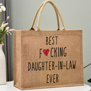Best Daughter-In-Law Ever Custom Burlap Tote Bags Gift for Mother-In-Law