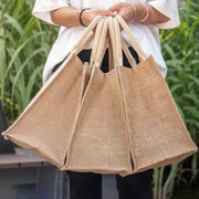 Burlap Bag Tote for Daughter-in-law Large Reusable Jutes Bags with Canvas Handles