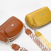 Faux Leather Double-Zip Phone Bag Crossbody Purses with Hobo Wide Strap