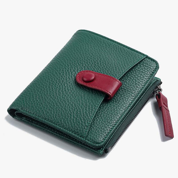 Double Zipper Short Wallet For Women Small Lightweight Purse