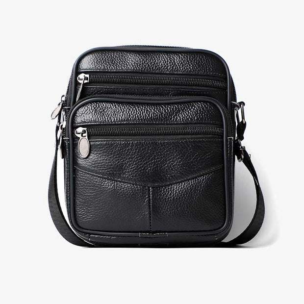 Retro Small Messenger Bag for Men Genuine Leather Shoulder Bag Purses