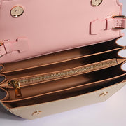 Geometric Colorful Handbag Accordion Crossbody Leather Purse For Women
