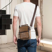 Small Genuine Leather Crossbody Shoulder Bag Messnger Pack for Men
