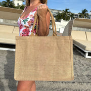 Floral Print Burlap Tote Bags Gift for Daughter-In-Law Large Travel Shopping Shoulder Bag