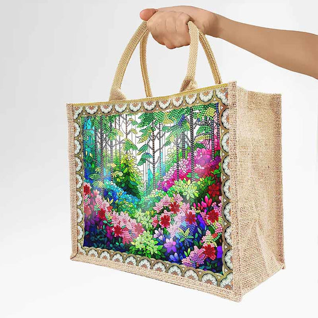Rainforest DIY Diamond Air Painting Tote Resuable Linen Shoulder Bag