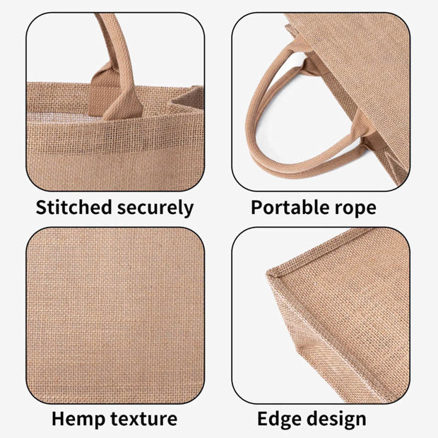 Burlap Bag Tote for Daughter-in-law Large Reusable Jutes Bags with Canvas Handles