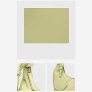 Plain Color Underarm Purse Pleated Leather Shoulder Bag For Women