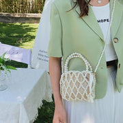 Acrylic Pearl Handbag With Lining For Women Vintage Crossbody Bag
