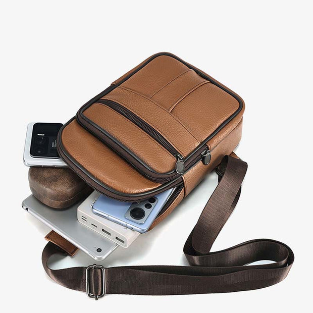 Genuine Leather Sling Bag Crossbody Chest Bag Men Outdoor Casual Travel Purses