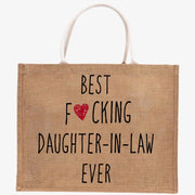 Best Daughter-In-Law Ever Custom Burlap Tote Bags Gift for Mother-In-Law