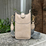 Jacquard Strap Purse For Women Vegan Leather Crossbody Phone Bag