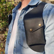 Double Shoulder Leather Bag Women Men Outdoor Protable Holster Bag