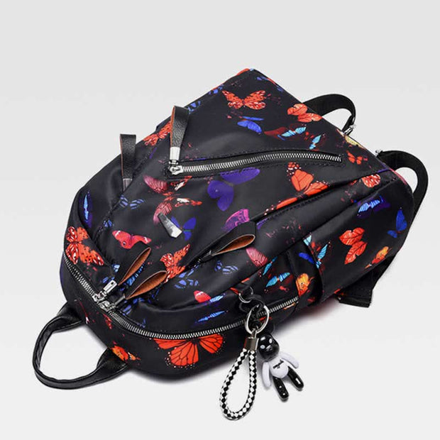Women Waterproof Oxford Backpack Fashion Butterfly Print Light Travel Backpacks