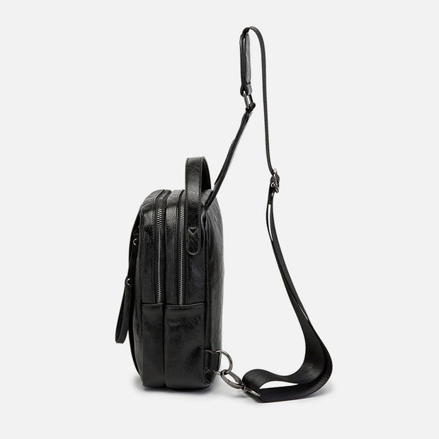 Sling Bag For Men Leisure Sports Leather Crossbody Bag