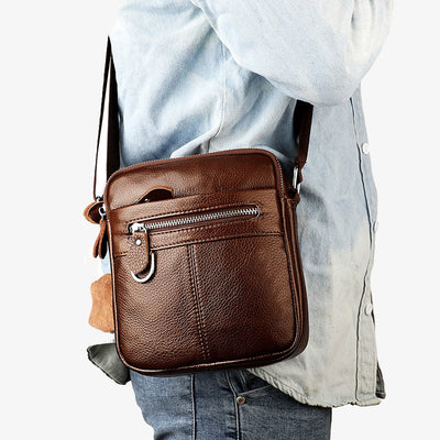 Crossbody Man Purse Minimalist Genuine Leather Single Shoulder Bag
