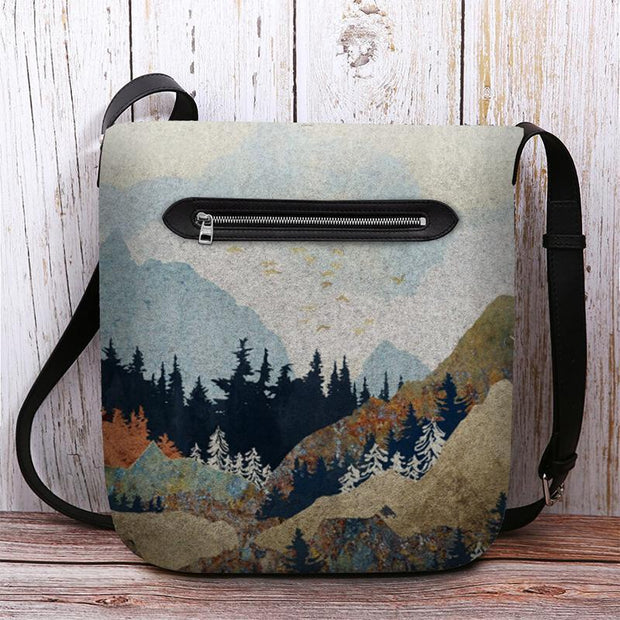 Mountain Treetop Print Bag Crossbody Bag Shoulder Bag