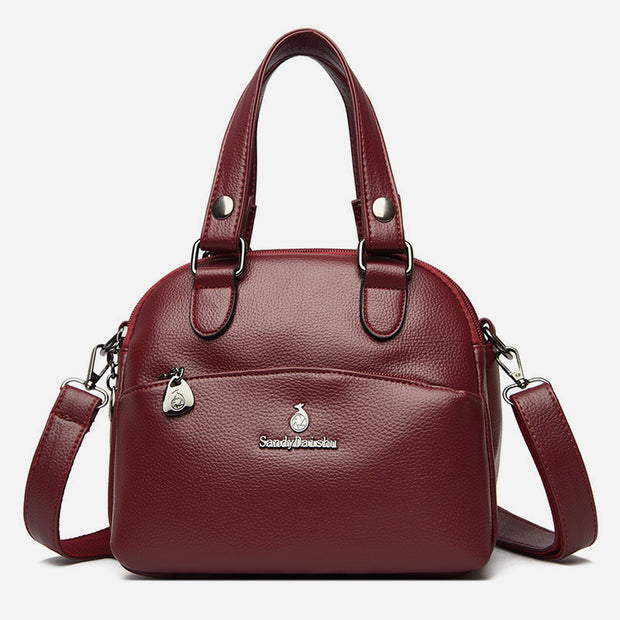 Triple Compartment Commuter Top Handbag For Women Minimalist Crossbody Bag