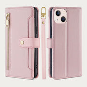 Faux Leather Wallet Case Phone Case for iPhone with Shoulder Strap