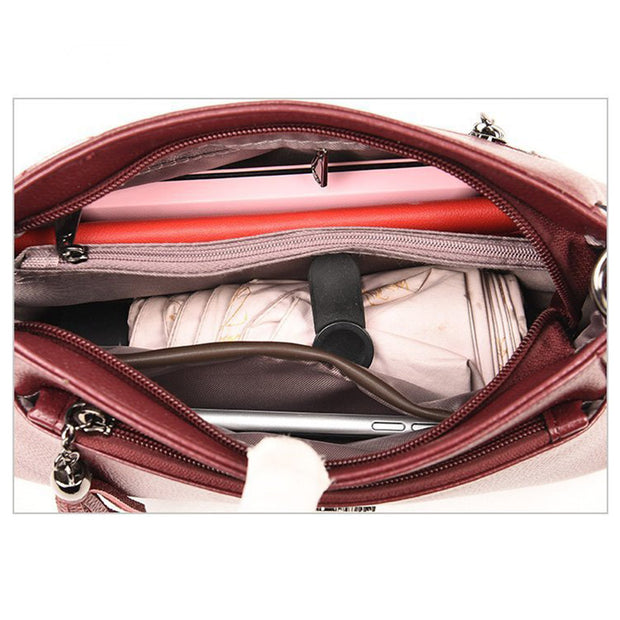 Genuine Leather Crossbody Purse for Women Small Tassel Crossover Shoulder Bag