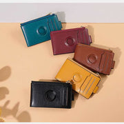 Genuine Leather Bifold Zip Airtag Wallet Apple Wallet RFID Blocking Card Holder