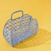 Handbag for Bathroom Pink Collapsible Plastic Storage Bath Basket