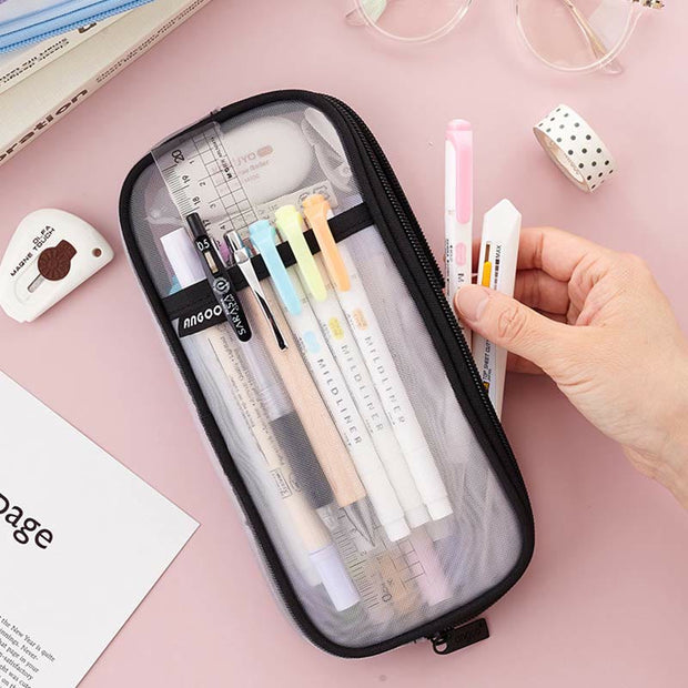 Pencil Case for Student Large Capacity Transparent Writing Pen Bag