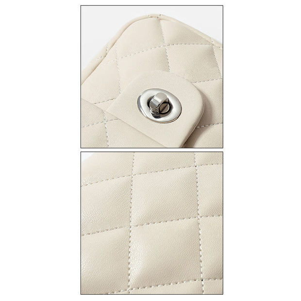 Phone Bag For Women Ringer Pattern Leather Chain Crossbody Bag