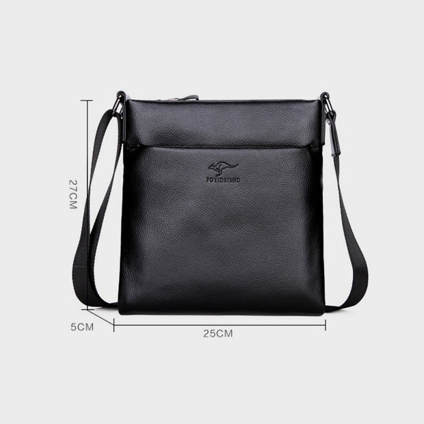 Business Messenger Bag For Men Simple Vertical Soft Leather Bag