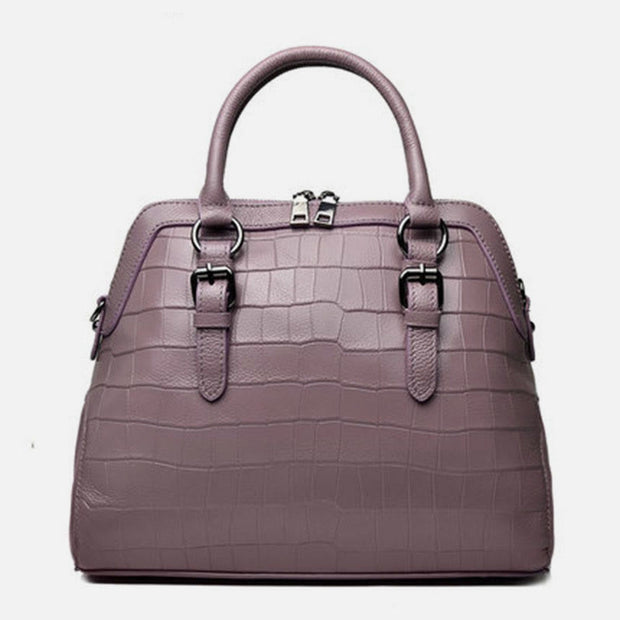 Elegant Handbag Pure Color Crocodile Print Leather Crossbody Bag