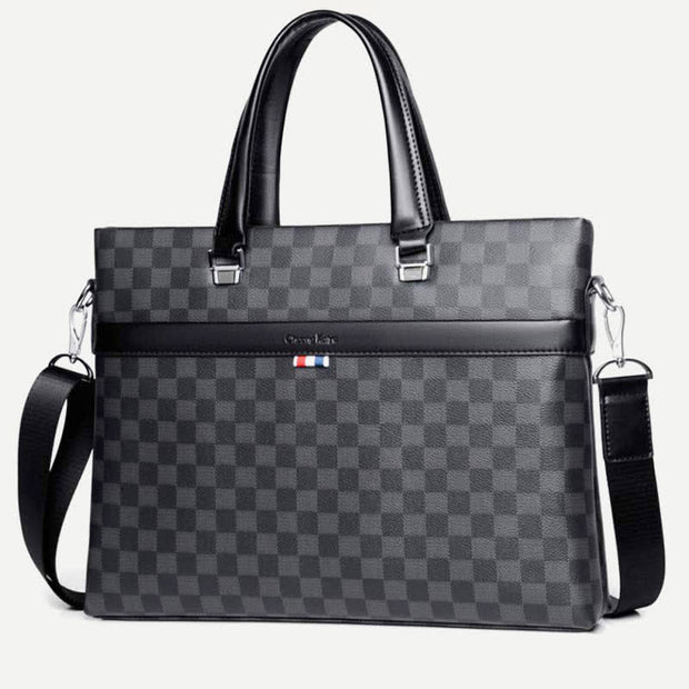 Leather Laptop Shoulder Bag Briefcase Laptop Sleeve Case with Crossbody Strap
