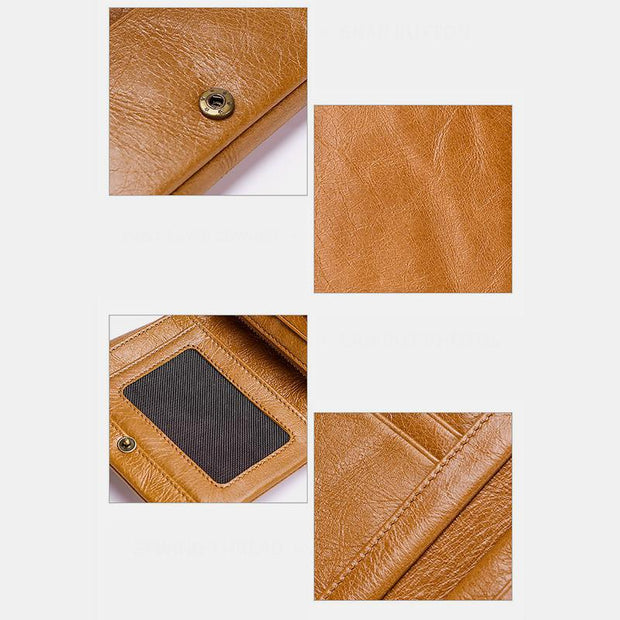 Genuine Leather RFID Trifold Vintage Wallet
