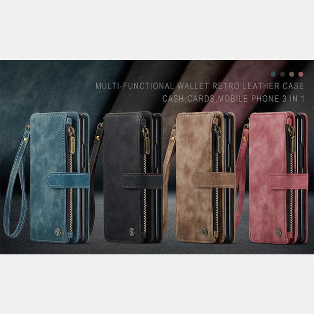Galaxy Z Fold 3 4 5 Wallet Case with Card Holder Magnetic Kickstand for Women Men