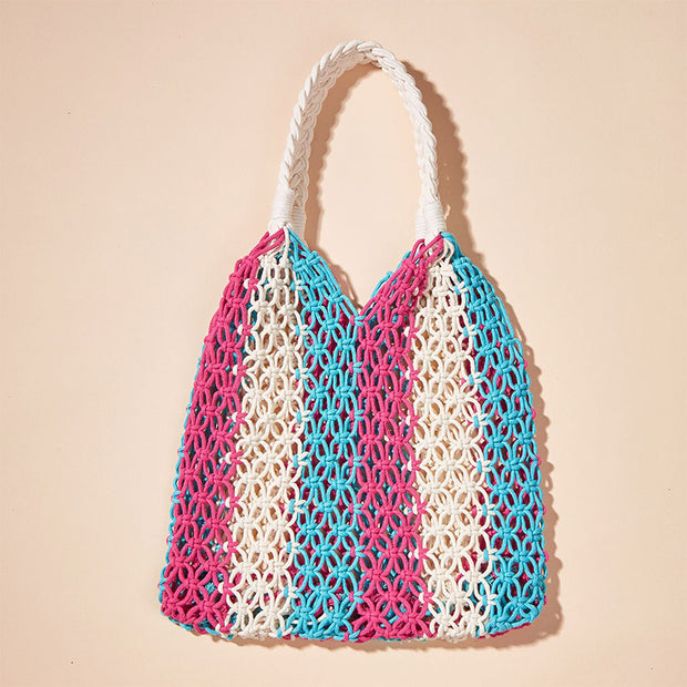 Cotton Rope Summer Fishing Net Handbag Handmade Woven Shoulder Bag