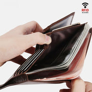 RFID Vertical Genuine Leather Multi-Slot Wallet