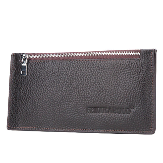 Genuine Leather Multi Card Organizer Wallet Slim Card Holder with Zipper Pocket