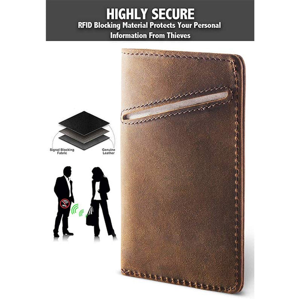 RFID Blocking Quick Access Minimalist Leather Credit Card Holder Front Pocket Wallet