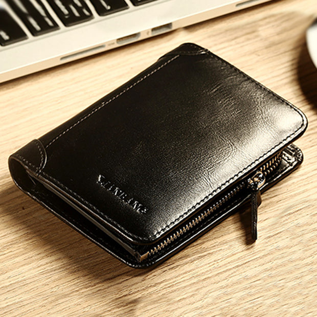 Solid RFID Genuine Leather Wallet Organizer Purse