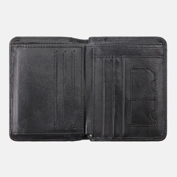 Large Capacity RFID Bifold Real Leather Wallet