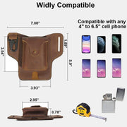 Real Leather Phone Holster 6.5" Phone Belt Pouch Waist Bag with Belt Loop